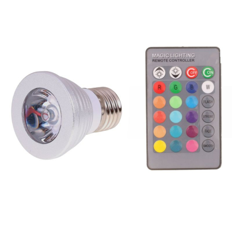 Farebná LED žiarovka s DO