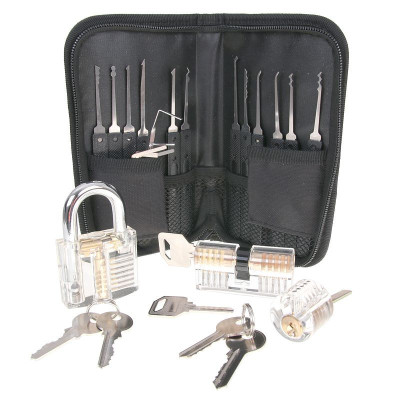LockPick zestaw 15in1 ostrzy + 3x przezroczysty zamek
