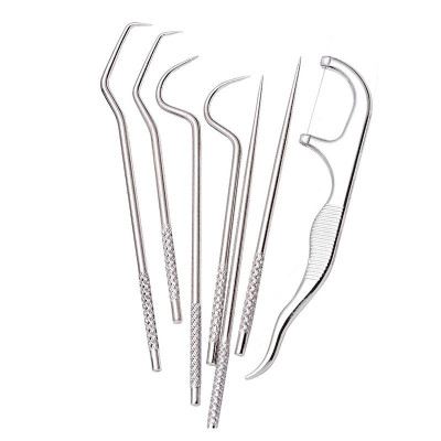 Set of metal toothpicks in case