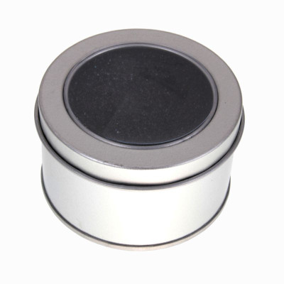 Tin box with transparent lid