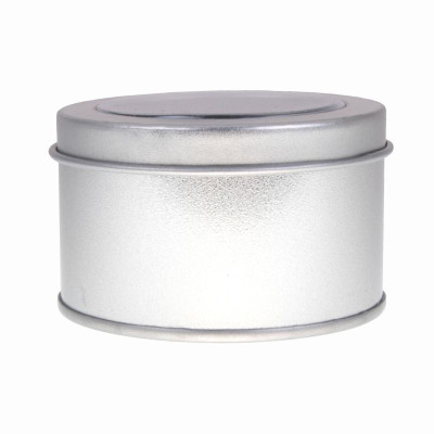 Tin box with transparent lid