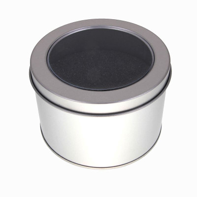 Tin box with transparent lid