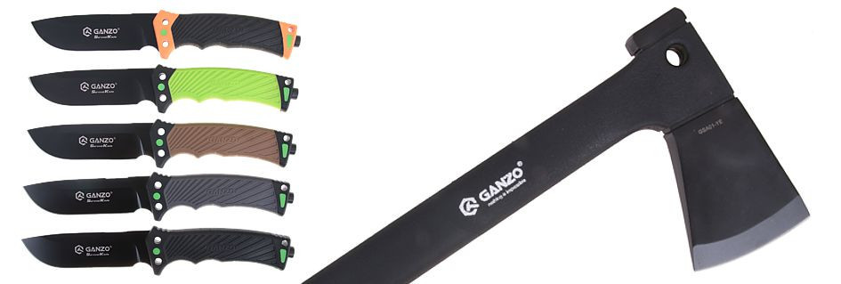 Macheten, Äxte, Kocher und andere Ganzo-Produkte